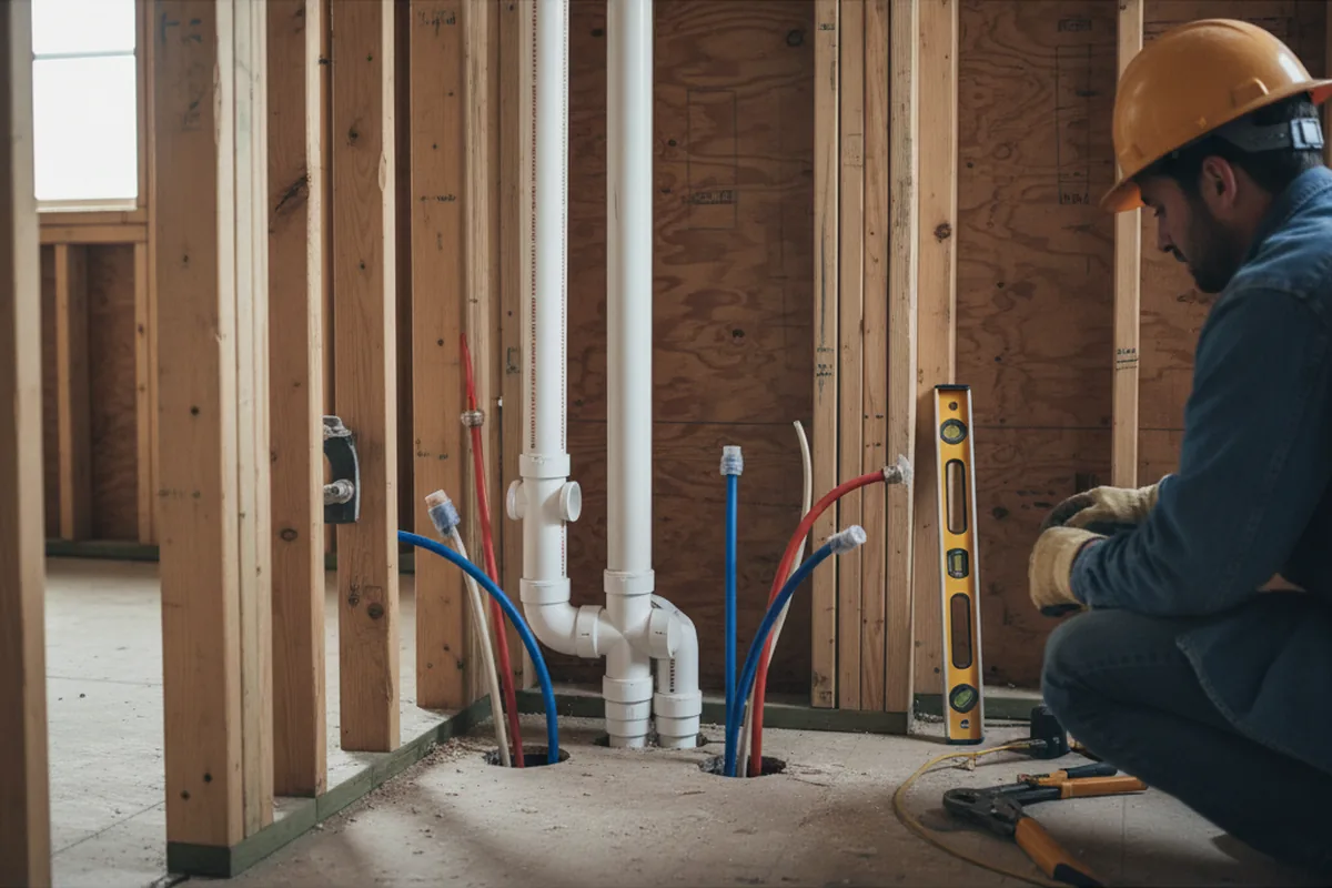 Drain and supply rough-in during Leak Detection in Leaf River